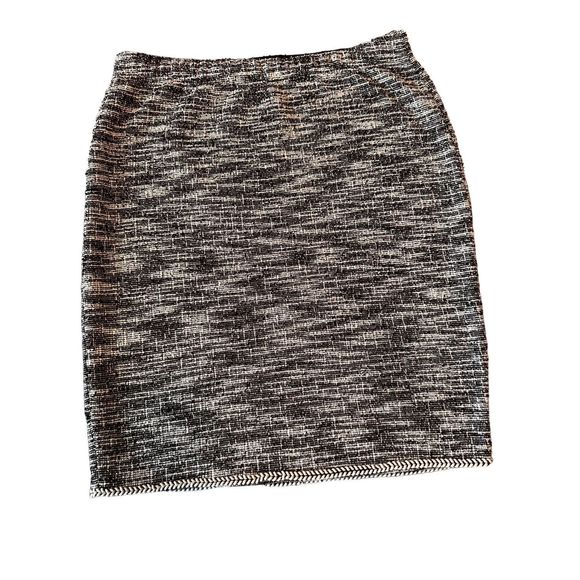 391. Women’s Max Studio Tweed Pencil Skirt Black White Elastic Waist L - Picture 1 of 6